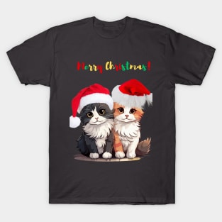 Merry Christmas Celebration with Festive Cats: A Joyful Holida t-shirty Gathering T-Shirt